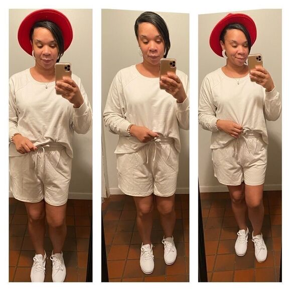 Navy Blue Crop Sweatshirt and Shirt Set - Picture 3 of 4